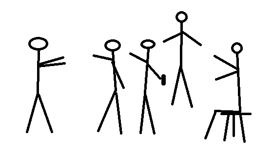 stick figure drawing of a people gathering