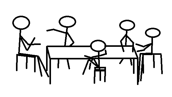 stick figure drawing of a study group